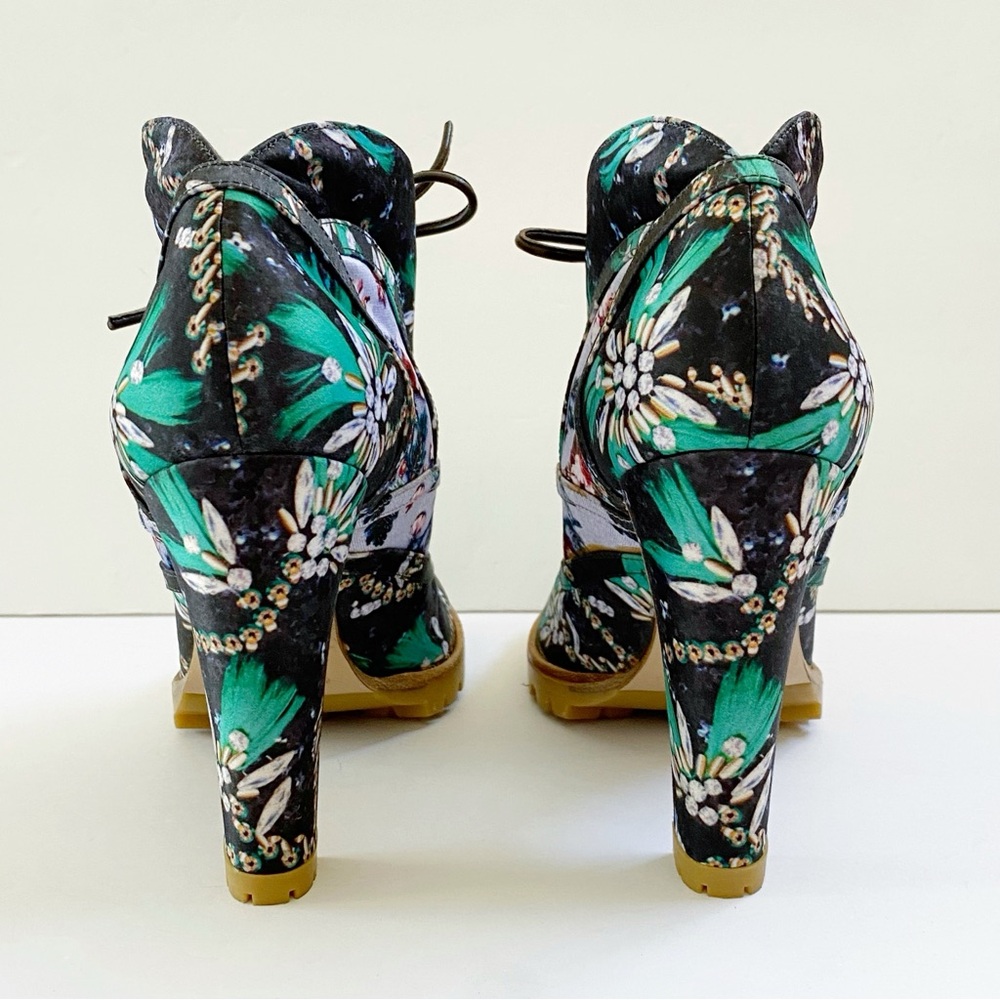 GIANVITO ROSSI MARY KATRANTZOU black green purple print lace up CAPRI heel BOOT - Picture 3 of 12